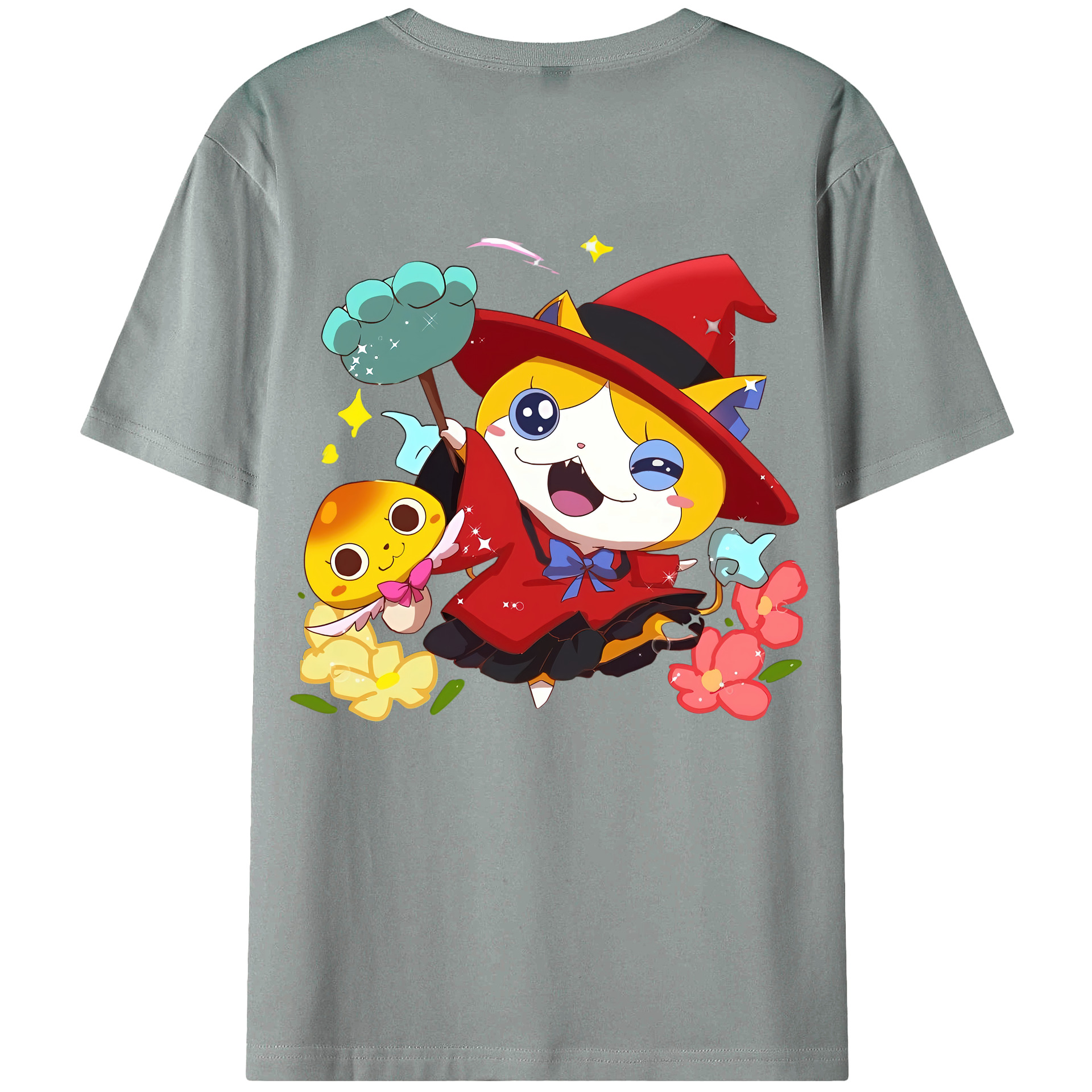 （画像用） 妖怪ウォッチ Yo-kai Watch 綿100％ メンズ半袖Tシャツ（バックプリント） 通気性